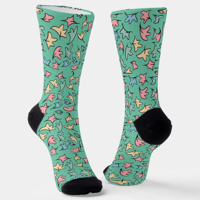 Chaussette Feuilles Vertes Pastel (Angulaire)