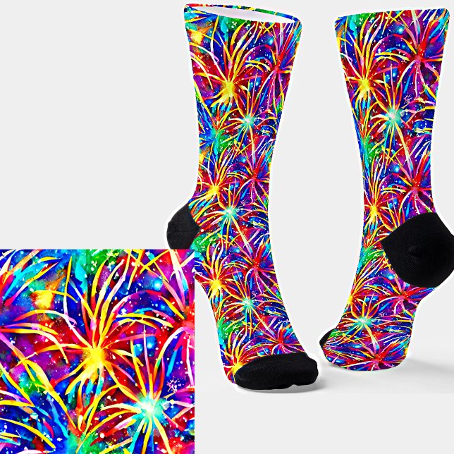 Chaussette Feux d'artifice lumineux, Chaussettes de peinture  (Créateur téléchargé)