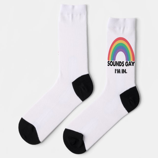 Chaussette Fier de moi, c'est le mois de la fierté arc-en-cie (Gauche)