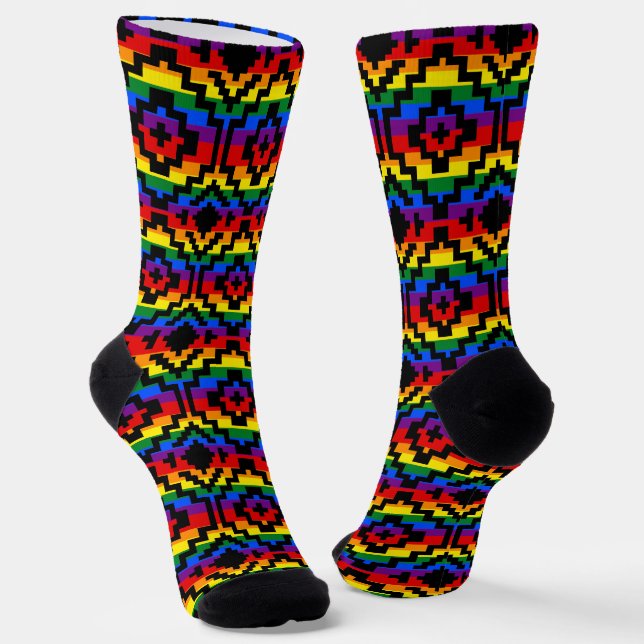 Chaussette Fierté arc-en-ciel LGBTQ géométrique (Angulaire)