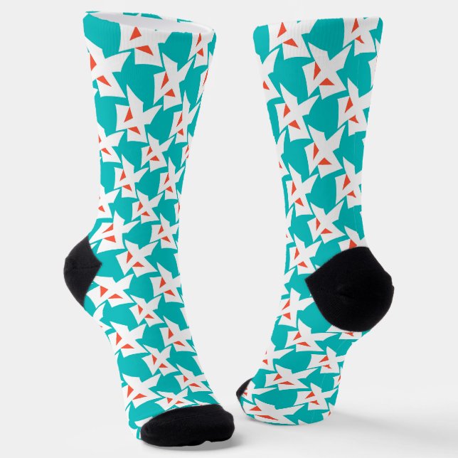 Chaussette Figures géométriques abstraites turquoise (Angulaire)