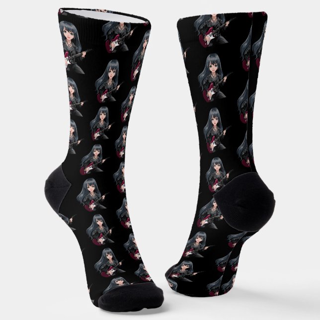 Chaussette Fille emo aux longs cheveux noirs (Angulaire)