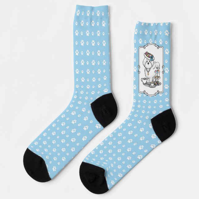 Chaussette Fille Tea Party Bichon Frise Chien - mignon (Gauche)