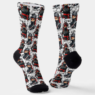 Chaussette Filles Ninja Anime avec motif de texte Design