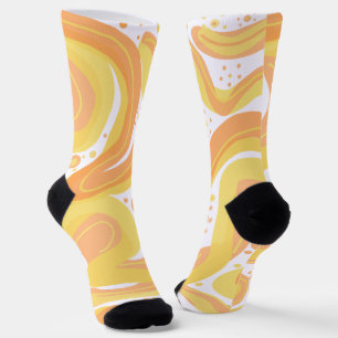 Chaussette Fils Orangés Et Jaunes Avec Points