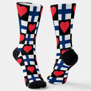 Chaussette Finlande Drapeau Coeur Motif Amusant Finnois Fiert