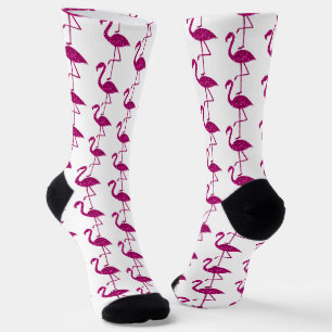 Chaussette Flamant rose pailleté motif de scintillement rose