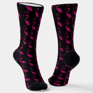 Chaussette Flamant rose pailleté motif pailleté rose sur fond