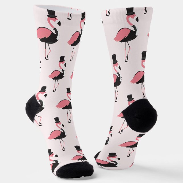 Chaussette Flamant rose rose amusant Tuxedo Motif animal (Angulaire)
