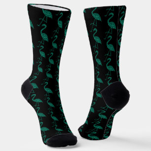 Chaussette Flamant rose scintillant motif pailleté émeraude n
