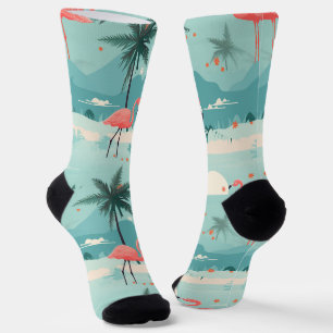Chaussette Flamant rose Sunset - Aqua Tropical Paradise Motif