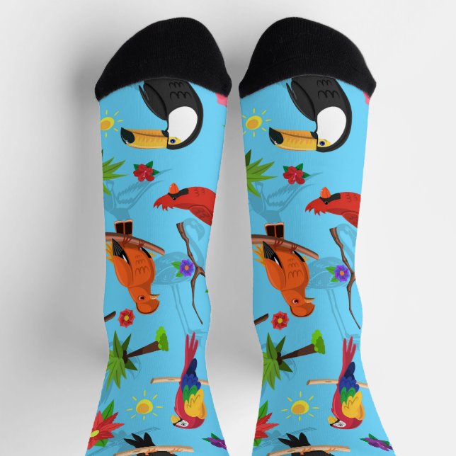 Chaussette Flamant rose Toucan Et Arara Motif Oiseaux Sans Me (Haut)