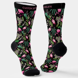 Chaussette Flamants roses rose tropicale amusant Texte person