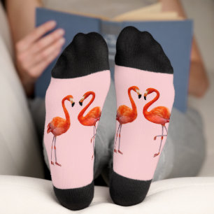 Chaussette Flamants roses roses de corail sur équipage rose p