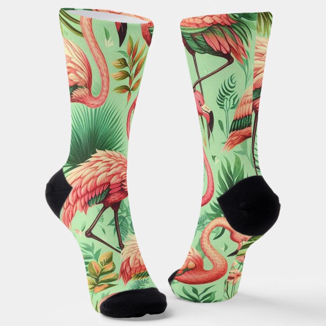 Chaussette Flamants roses roses vintages (Angulaire)