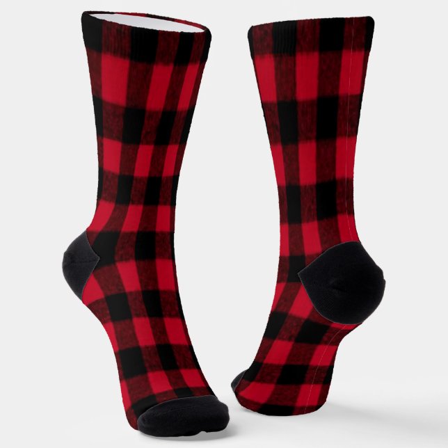 Chaussette Flannel Buffalo Plaid Rouge lombard texture (Angulaire)
