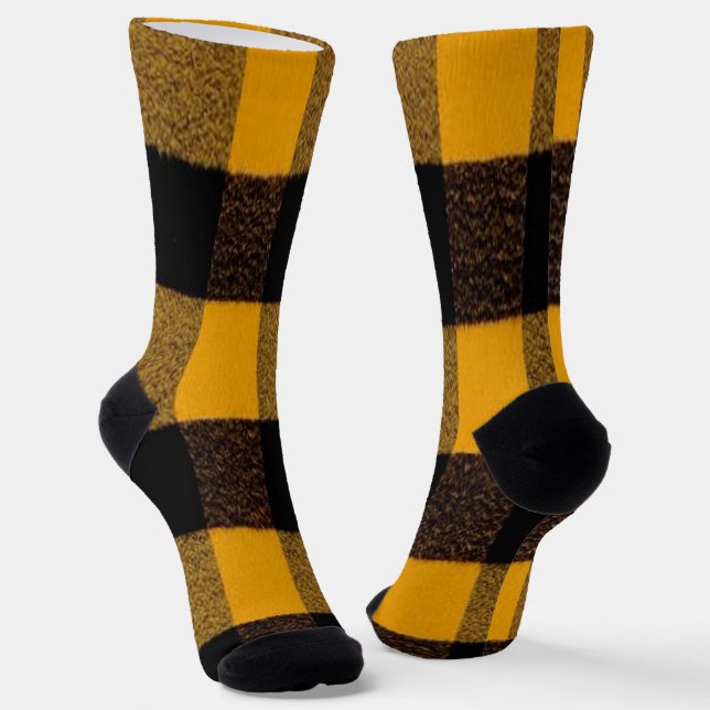 Chaussette Flannel Buffalo Plaid Yellow lumberjack texture (Angulaire)