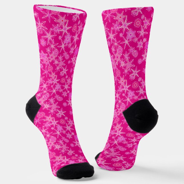Chaussette Flèche De Neige Géométrique Moderne, Rose Fuchsia  (Angulaire)
