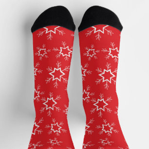 Chaussette Flèches de neige, Flakes rouges et blancs, Neige