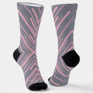 Chaussette Flèches en Gris et Rose
