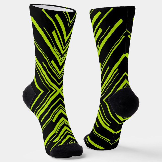 Chaussette Flèches en Lime vert et noir (Angulaire)