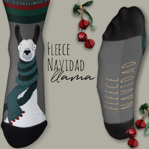 Chaussette « Fleece Navidad » Drôle Chic Drôle Gris Lama