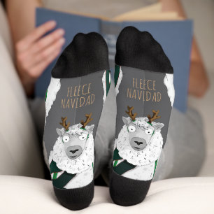 Chaussette « Fleece Navidad » Mouton drôle de jeu de mots fes