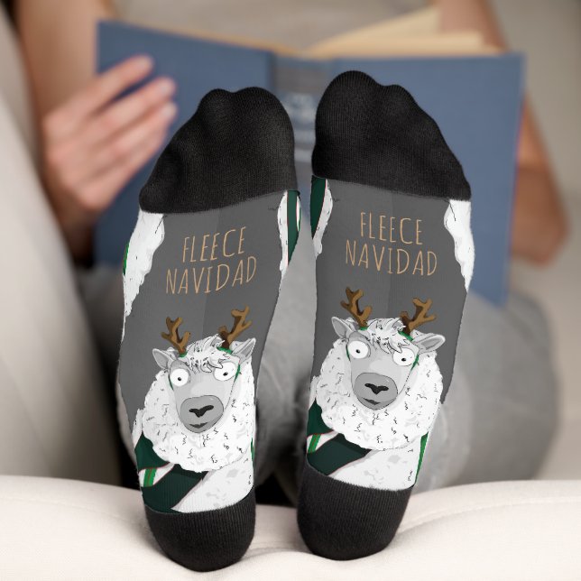 Chaussette « Fleece Navidad » Mouton drôle de jeu de mots fes (Fond)