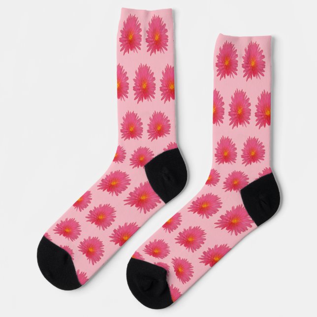 Chaussette Fleur Aptenia rose Motif sans couture sur chausset (Gauche)