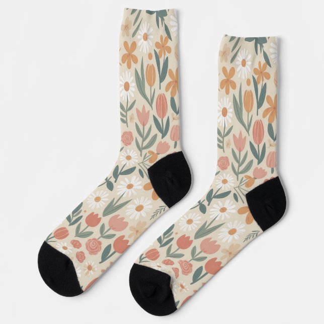 Chaussette Fleur botanique de fleurs sauvages Mignon Cottagec (Gauche)