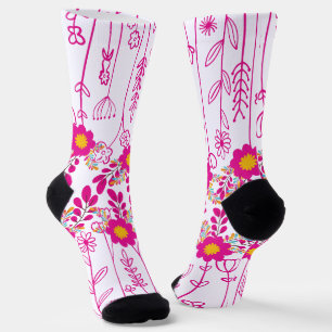 Chaussette Fleur conçue colorée 