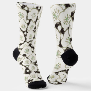 Chaussette Fleur de Japon vintage 1902 : Fleur noire et blanc