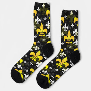 Chaussette Fleur De Lis Blanc Jaune