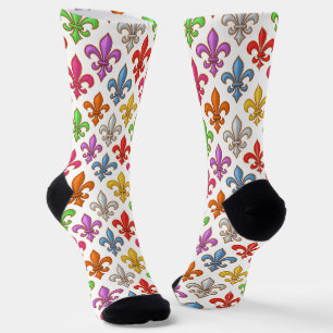 Chaussette Fleur-de-lis Fleurs Blancs Audacieux Colorés
