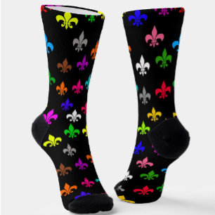 Chaussette Fleur de lis multicolore noir design Motif