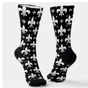 Chaussette Fleur de lis noir design Motif