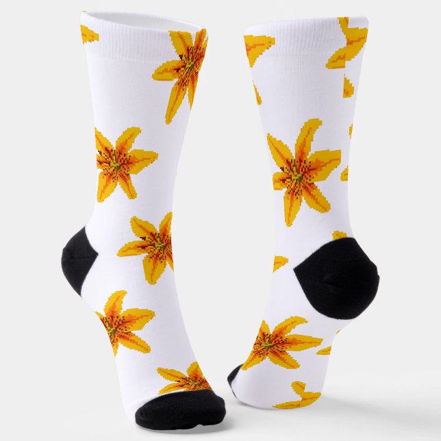 Chaussette Fleur de lys jaune pixelisée (Angulaire)