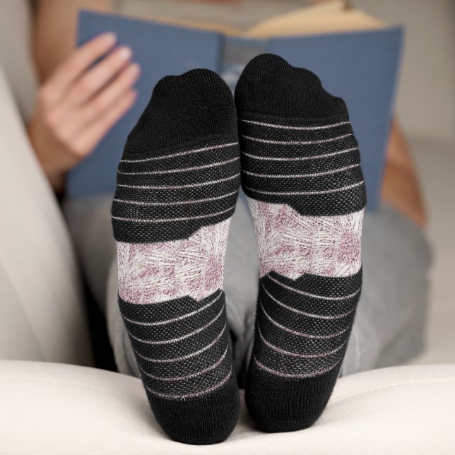 Chaussette Fleur de Pâquerette Velouté Rose Poussiéreuse (Fond)