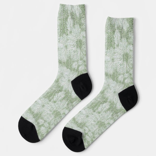 Chaussette Fleur de Pâquerette Veloutée Vert Citron (Gauche)