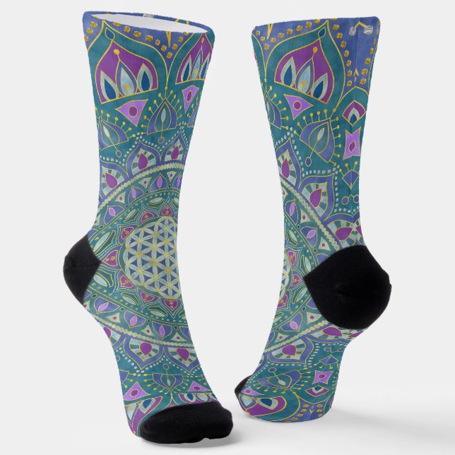 Chaussette Fleur de Vie - Mandala de style indien 1 (Angulaire)