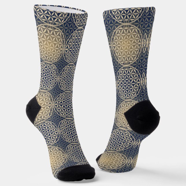 Chaussette FLEUR DE VIE - motif de sable bleu (Angulaire)