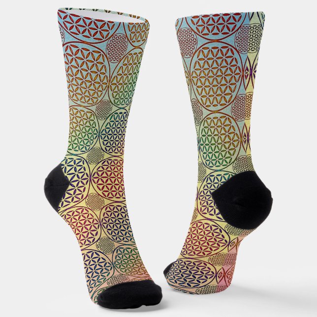 Chaussette FLEUR DE VIE - motif grunge 1 (Angulaire)