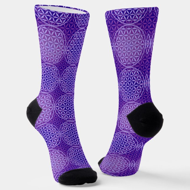 Chaussette FLEUR DE VIE - motif lilas violet (Angulaire)