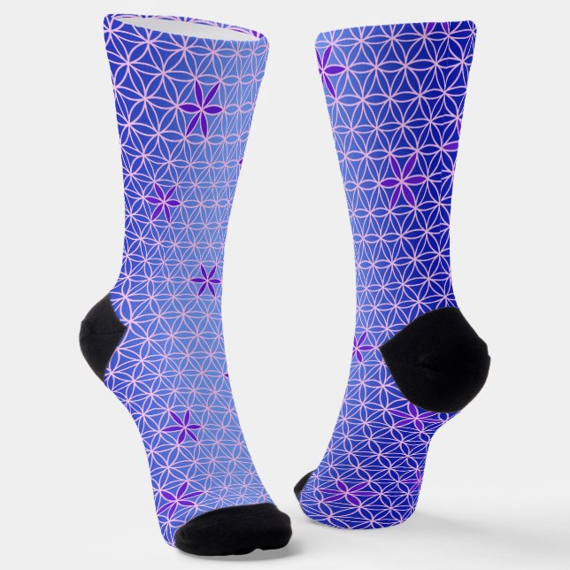 Chaussette FLEUR DE VIE - motif rose violet (Angulaire)