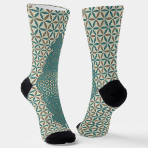 Chaussette FLEUR DE VIE - motif vintage tampon X