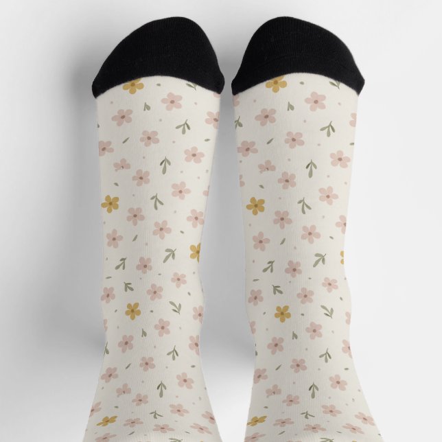 Chaussette Fleur de Whisper - Motif de soie florale sans soud (Haut)