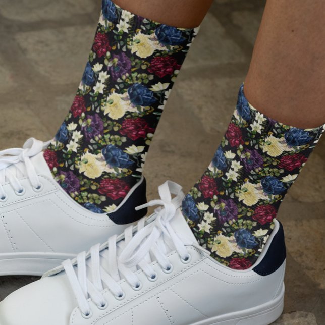 Chaussette Fleur motif aquarelle floral rose hiver (Créateur téléchargé)