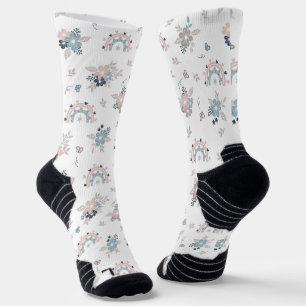 Chaussette Fleur Motif et arc-en-ciel Boho sans joint