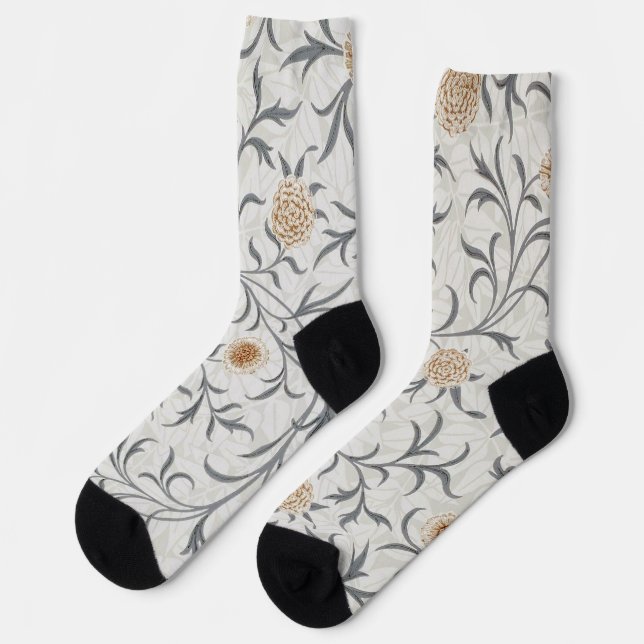 Chaussette Fleur, motif floral, William Morris (Gauche)