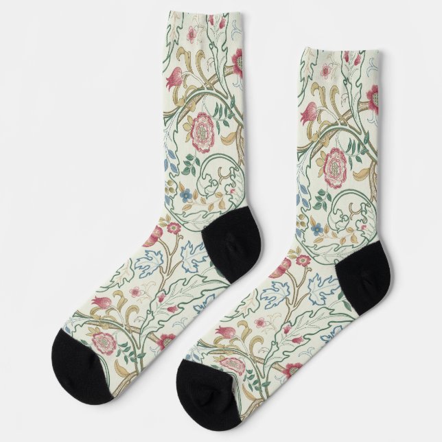 Chaussette Fleur, motif floral, William Morris (Gauche)